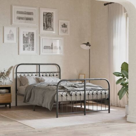 Estructura cama sin colchón con estribo metal negro 120x200 cm vidaXL (1/5)