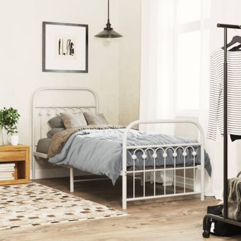 Estructura cama sin colchón con estribo metal blanco 80x200 cm vidaXL (1/5)