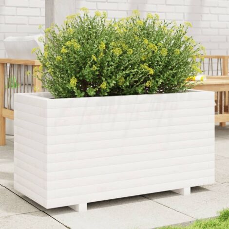 Jardinera madera maciza de pino blanco 90x40x49,5 cm vidaXL (1/5)