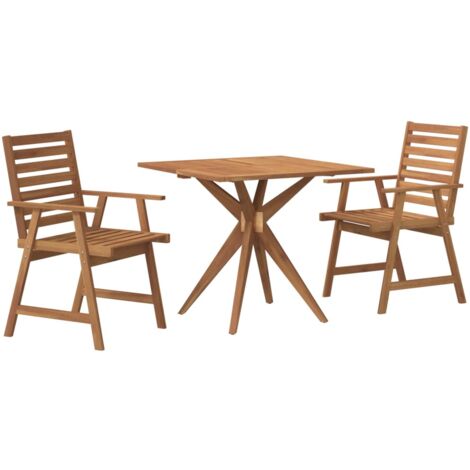 Juego de comedor de jardín 3 piezas madera maciza de acacia vidaXL (1/5)