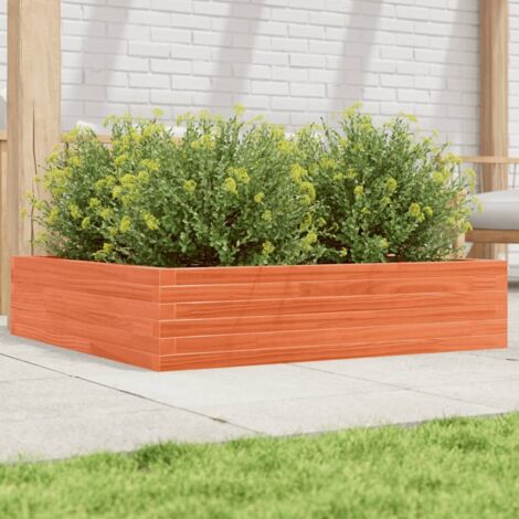 Jardinera de madera maciza de pino marrón cera 100x100x23 cm vidaXL (1/5)