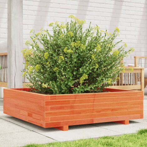 Jardinera de madera maciza de pino marrón cera 90x90x26,5 cm vidaXL (1/5)