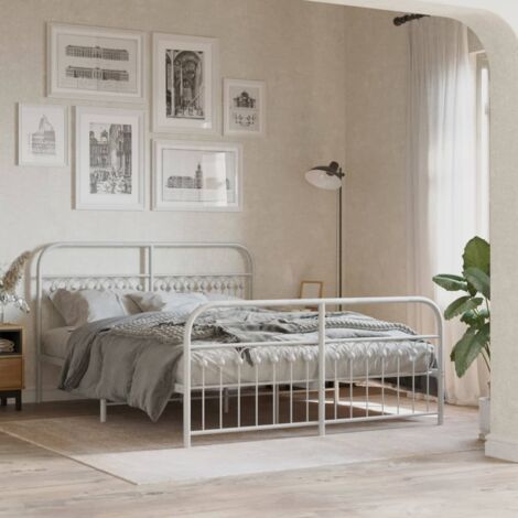 Estructura cama sin colchón con estribo metal blanco 150x200 cm vidaXL (1/5)