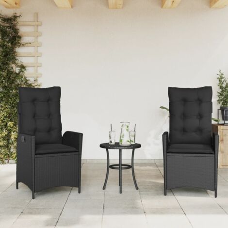 Sillones reclinable jardín cojines 2 uds ratán sintético negro vidaXL