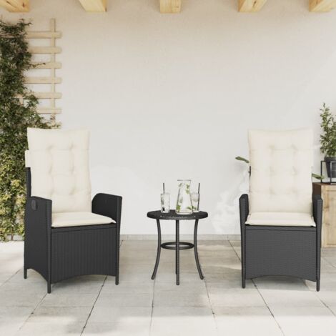 Sillones reclinable jardín cojines 2 uds ratán sintético negro vidaXL