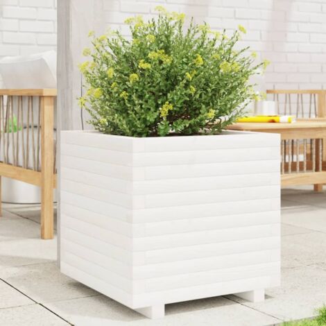 Jardinera madera maciza de pino blanco 50x50x49,5 cm vidaXL (1/5)