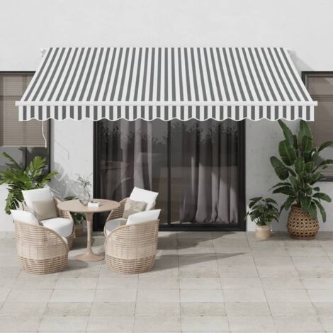 Toldo retráctil manual gris antracita y blanco 400x350 cm vidaXL (1/5)