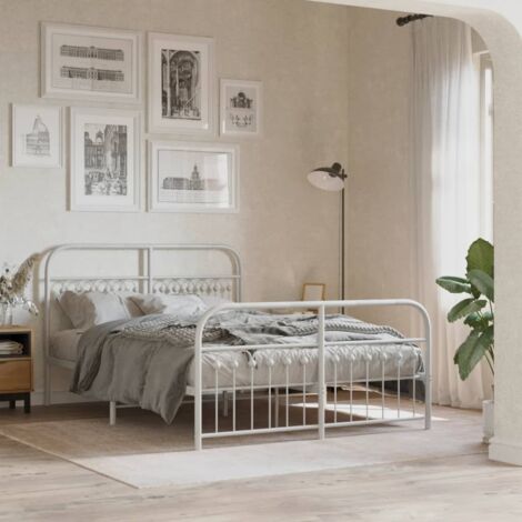 Estructura cama sin colchón con estribo metal blanco 137x190 cm vidaXL (1/5)