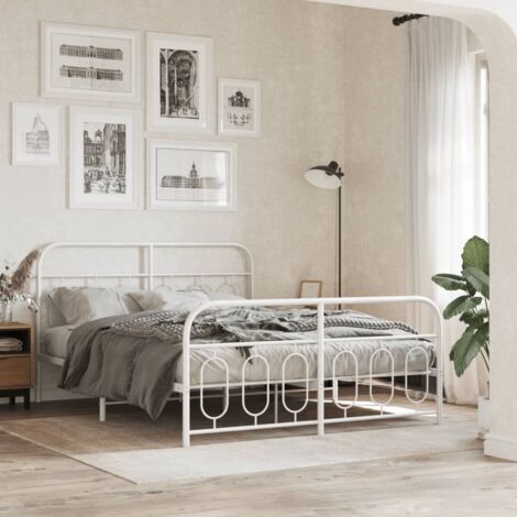 Estructura cama sin colchón con estribo metal blanco 135x190 cm vidaXL (1/5)