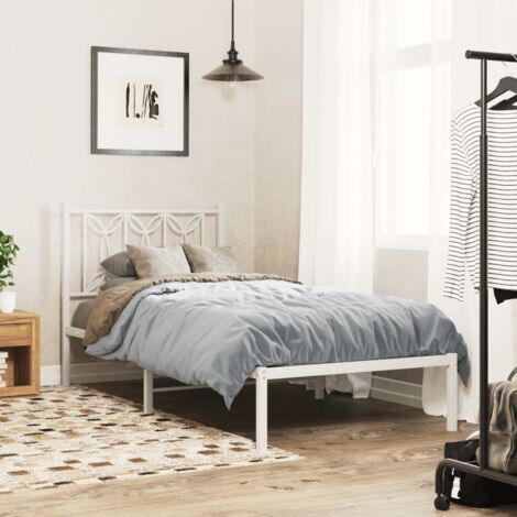 Estructura cama sin colchón con cabecero metal blanco 90x200 cm vidaXL (1/5)