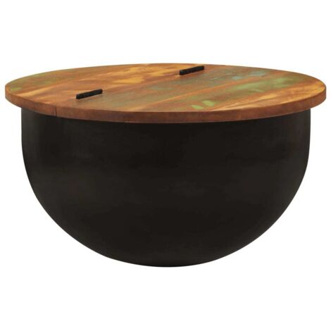 Mesa de centro de madera maciza reciclada negra 50x27 cm vidaXL