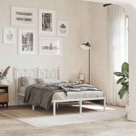 Estructura cama sin colchón con cabecero metal blanco 120x190cm vidaXL (1/5)