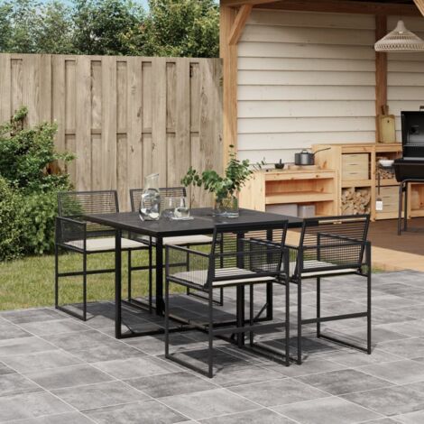 Set de muebles jardín 5 pzas con cojines ratán sintético negro vidaXL (1/5)