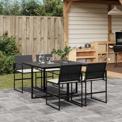 Set de muebles jardín 5 pzas con cojines ratán sintético negro vidaXL (1/5)