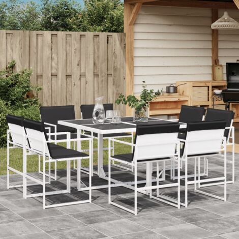 Juego de comedor de jardín 9 pzas con cojines textilene blanco vidaXL (1/5)