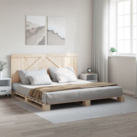 Estructura de cama con cabecero madera maciza de pino 200x200cm vidaXL (1/5)