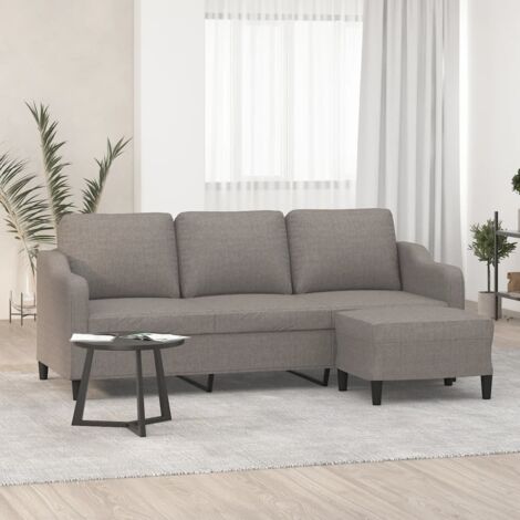 Sofá de 3 plazas con taburete de tela gris taupe 180 cm vidaXL