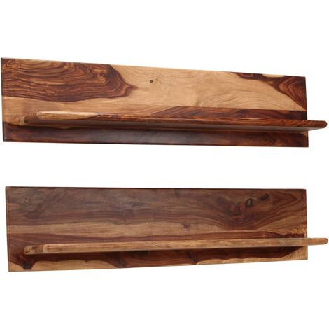 Estantes de pared 2 uds madera maciza de acacia 118x26x20 cm vidaXL (1/5)