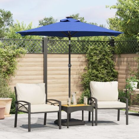 Sombrilla jardín con luces LED poste acero azul 225x225x212 cm vidaXL