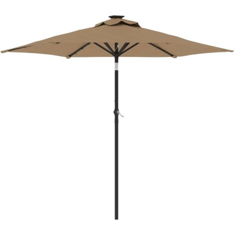 Sombrilla jardín con luces LED poste acero taupe 225x225x212cm vidaXL (1/5)