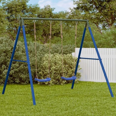 Estructura columpio exterior y 4 ganchos para colgar acero azul vidaXL