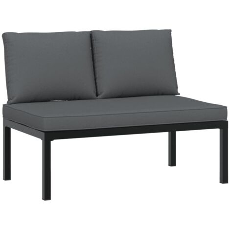 Banco de jardín con cojines aluminio negro vidaXL