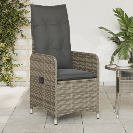 Sillón reclinable de jardín con cojines ratán sintético gris vidaXL (1/5)