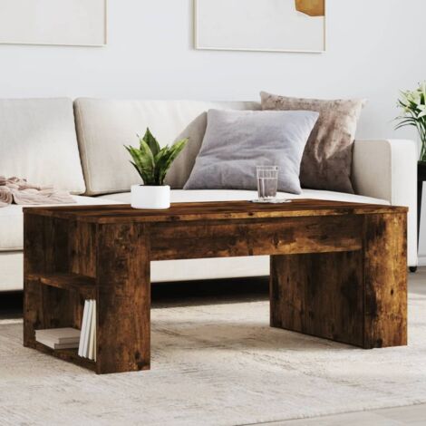Mesa de centro madera de ingeniería roble ahumado 102x55x42 cm vidaXL