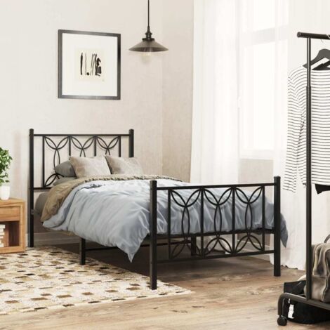 Estructura cama sin colchón con estribo metal negro 90x200 cm vidaXL (1/5)