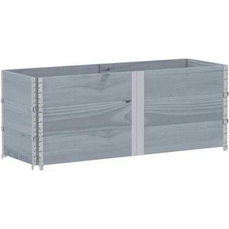 Collares de palets 3 uds madera maciza de pino gris 150x50 cm vidaXL
