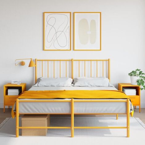 Mesitas de noche 2 uds acero amarillo mostaza 36x39x50,5 cm vidaXL