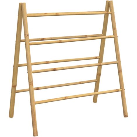 Escalera toallero doble con 4 peldaños bambú 90x50x100 cm vidaXL