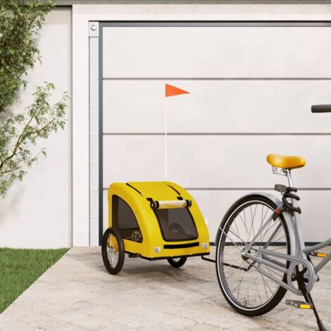 Remolque de bicicleta mascotas hierro tela Oxford amarillo vidaXL