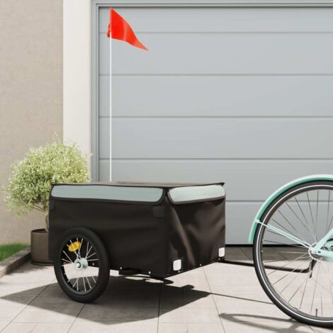 Remolque para bicicleta hierro negro y gris 45 kg vidaXL