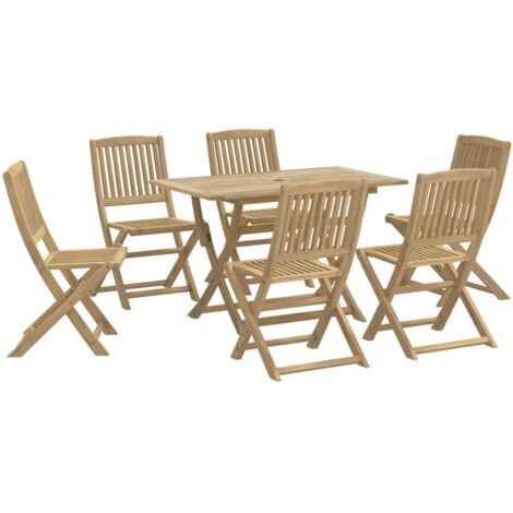 Juego de comedor para jardín 7 piezas madera maciza acacia vidaXL