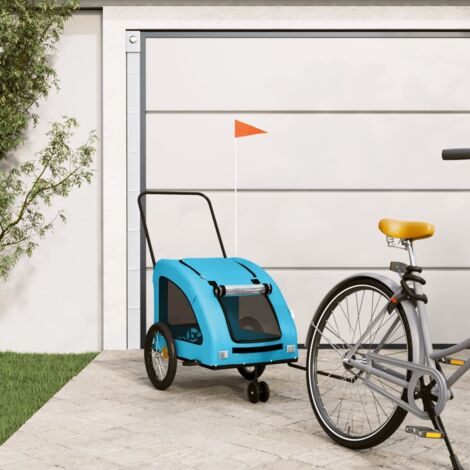 Remolque de bicicleta mascotas hierro tela Oxford azul vidaXL