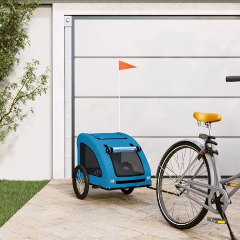 Remolque de bicicleta mascotas hierro tela Oxford azul vidaXL