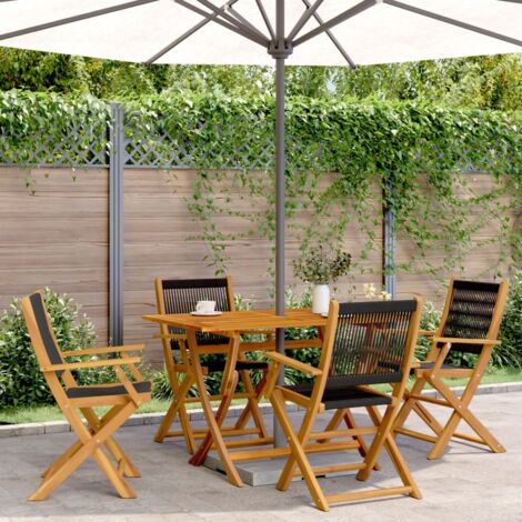 Set de comedor jardín 5 pzas polipropileno madera maciza negro vidaXL (1/5)