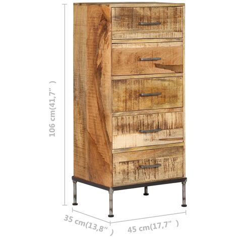 Cómoda de madera maciza de mango 45x35x106 cm vidaXL
