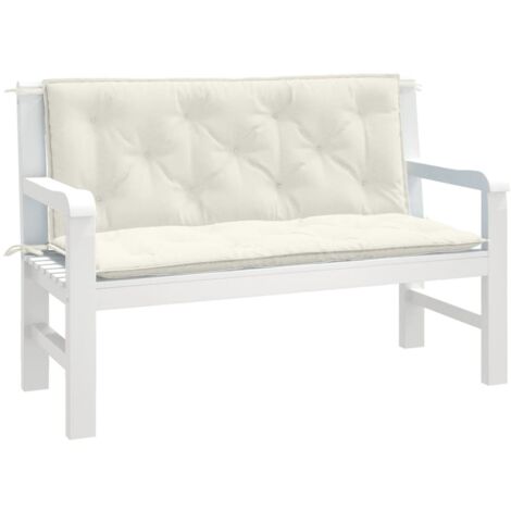 Cojines para banco jardín 2 uds tela crema melange 120x50x7 cm vidaXL