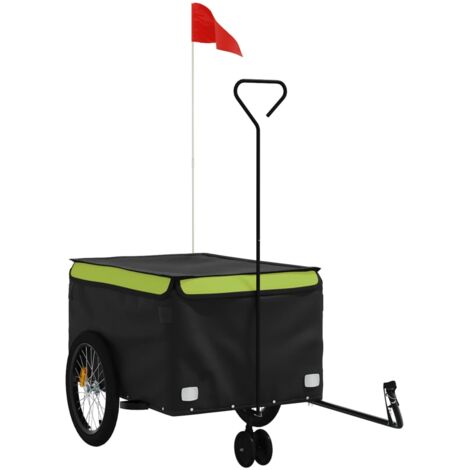 Remolque para bicicleta hierro negro y verde 45 kg vidaXL