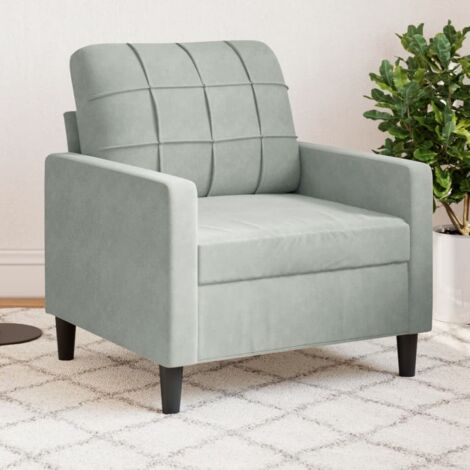Sillón de terciopelo gris claro 60 cm vidaXL