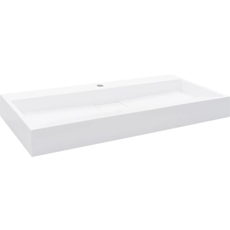 Lavabo 100x46x11 cm resina mineral/mármol blanco vidaXL