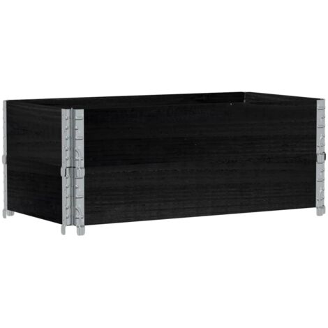 Collares de palets 2 uds madera maciza de pino negro 100x50 cm vidaXL