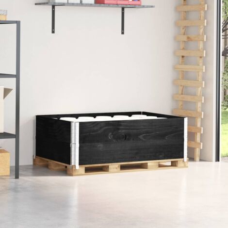 Collares de palets 2 uds madera maciza de pino negro 120x80 cm vidaXL