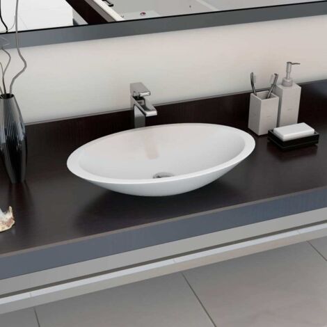 Lavabo 59,3x35,1x10,7 cm resina mineral/mármol blanco vidaXL