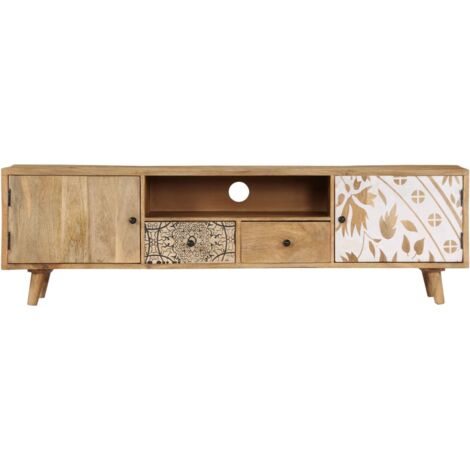 Mueble de TV de madera maciza de mango 140x30x40 cm vidaXL