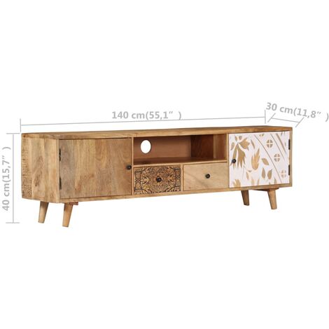Mueble de TV de madera maciza de mango 140x30x40 cm vidaXL