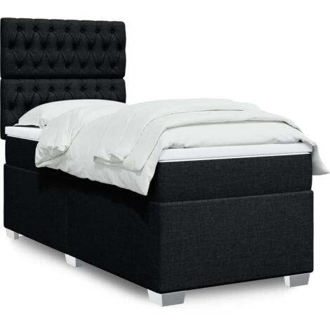 Cama box spring con colchón tela negro 100x200 cm vidaXL (1/5)
