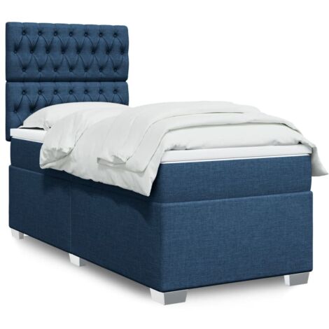 Cama box spring con colchón tela azul 80x200 cm vidaXL